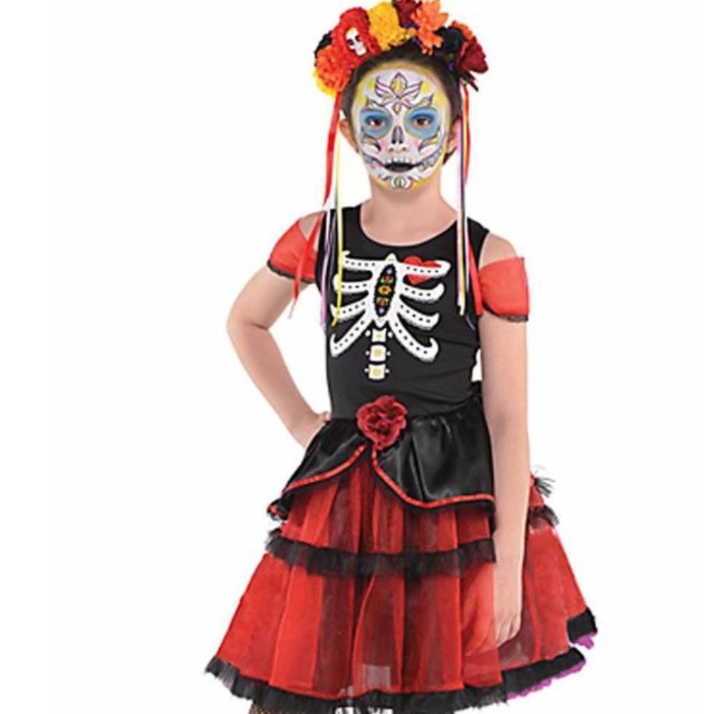 BRAND NEW girl youth day of the dead la muerta halloween dress (up to size 10)
